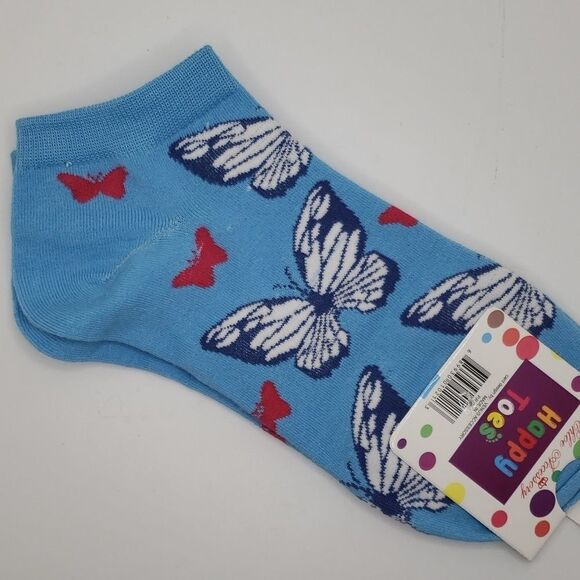 BLUE butterfly ankle socks - Picture 2 of 3